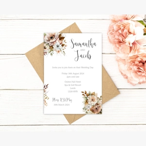 Wedding invitations Boho rustic floral collection