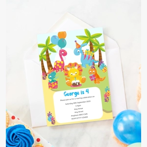 Dinosaur birthday party invitations