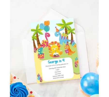 Dinosaur birthday party invitations