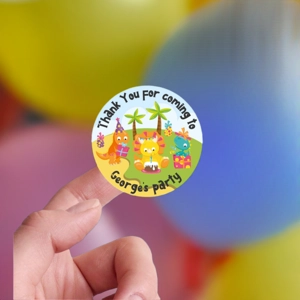 Dinosaur birthday party bag stickers, dinosaur themed birt..