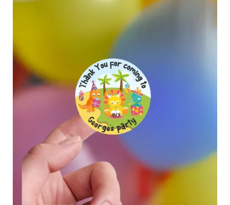 Dinosaur birthday party bag stickers, dinosaur themed birthday party