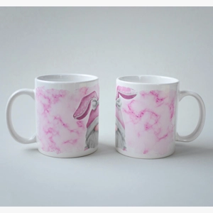 Pink marble Easter gnome mug