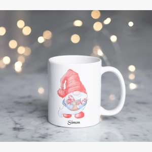 Christmas gnome mug, personalised Christmas mug