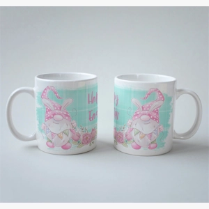 Happy Easter gnome mug pink floral