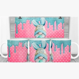Easter gnome mug mug pink polka dot