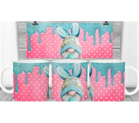 Easter gnome mug mug pink polka dot