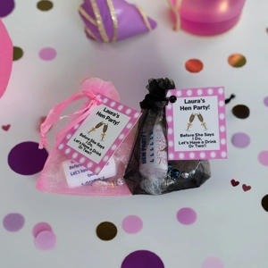 Hen party favours sweets and wine glass charm