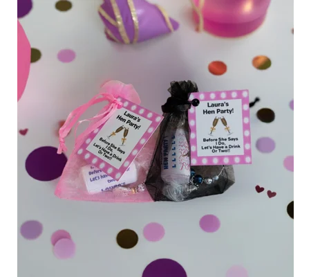 Hen party favours sweets and wine glass charm