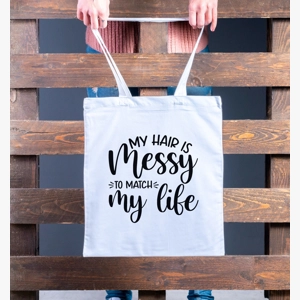 Funny messy hair messy life tote bag