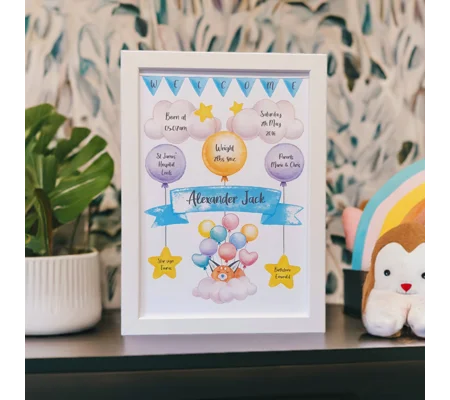 New baby boy birth announcement woodland animals theme