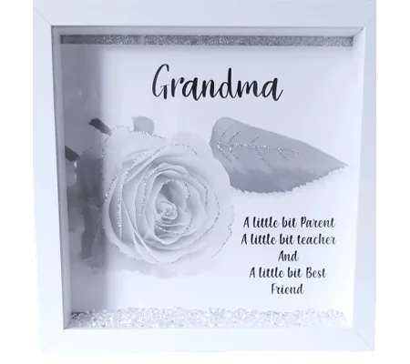 Glitter rose print frame with verse grandma mum nanna auntie gift
