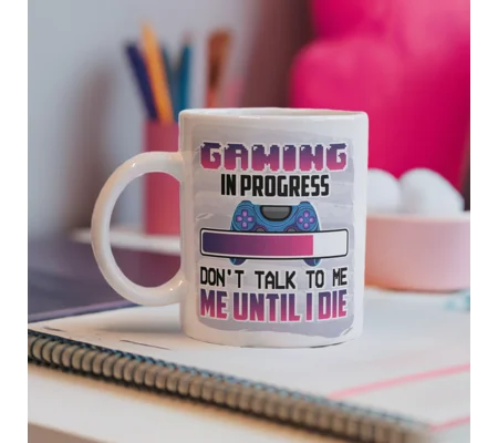 Personalised gamer mug, gaming in progress