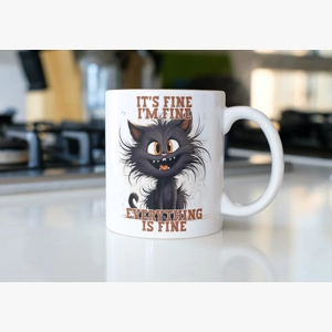 Funny cat mug, It's fine, I'm fine everything is fine
