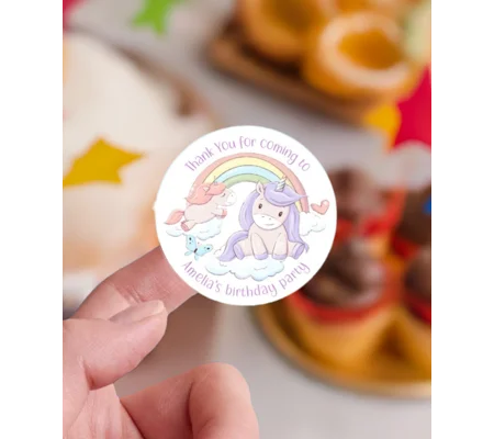 Unicorn party bag stickers