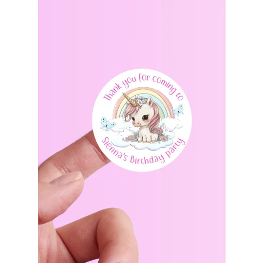 Cute Unicorn party bag stickers