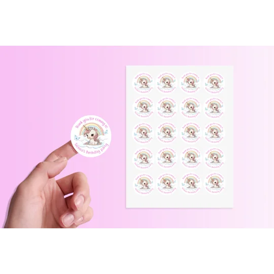 Cute Unicorn party bag stickers