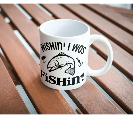 Wishin' I was fishin, Fishing addict mug