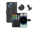 iPhone 15 Wallet Case with Stand - Black
