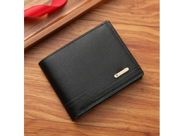 Men's PU Leather Short Wallet Multiple Card Slots Purse Large Capacity Card Holder Horizontal Wallet