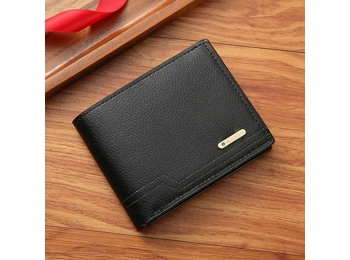 Men's PU Leather Short Wallet Multiple Card Slots Purse Large Capacity Card Holder Horizontal Wallet