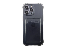 iPhone 15 Pro Max Shockproof Case with Card Holder - Black