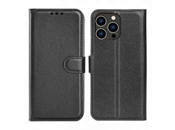 iPhone 15 Pro Max Wallet Case with Stand - Black