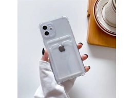 iPhone 11 Shockproof Cover with Card Holder - Transparent