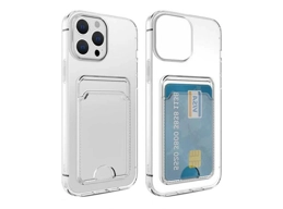 iPhone 15 Pro Shockproof Cover with Card Holder - Transparent