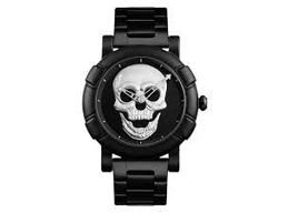 Relógio masculino Skmei 9178, aço minimalista, elegante, cor de malha de calabera, cor de fundo pret