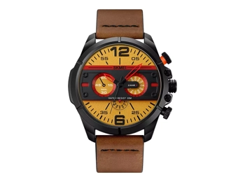 1846 Skmei brown yellow Clock for Man Analogue Leather Bracelet