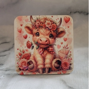 Highland Cow Roses Coaster