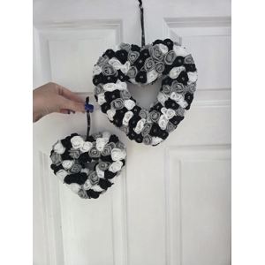 Black, White, Grey Rose Heart - Small