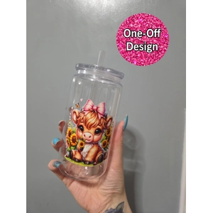 Highland Cow with Sunflowers Plastic Tumbler