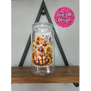 Highland Cow Sun Flower Plastic Tumbler