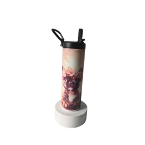 Frenchie Sports Tumbler with straw and handle