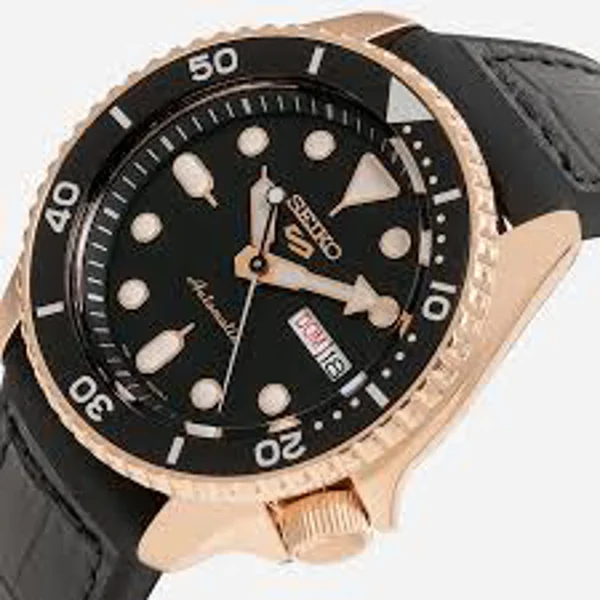 Seiko Automatic SRPD76K1 Analogue  Black Leather Strap Men