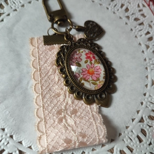 Cabochon Keychain (Peach Cotton Lace) 3