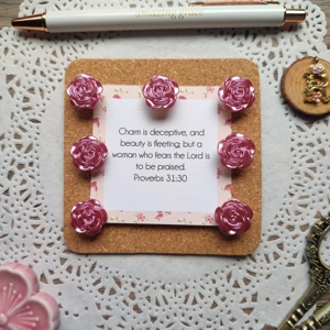 Fuchsia Pink Rose Push Pins