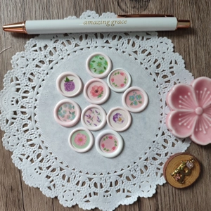 Pre-made Mini Wax Seals with Floral Point Stickers