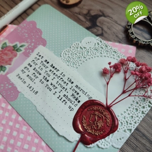 Journal Card Embellishment with wax seal (4x6 inches) - Psalm 143:8
