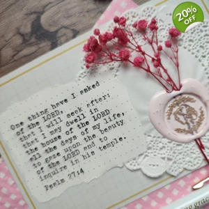 Journal Card Embellishment with wax seal (4x6 inches) - Psalm 27:4