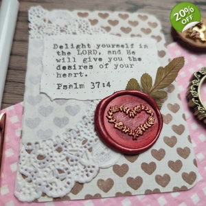 Journal Card Embellishment with wax seal (3x4 inches) - Psalm 37:4 (1)
