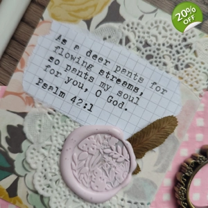 Journal Card Embellishment with wax seal (3x4 inches) - Psalm 42:1