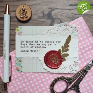 Journal Card Embellishment with wax seal (3x4 inches) - Psalm 90:12 (2)