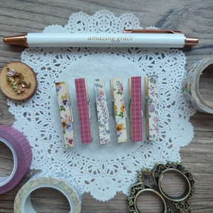 Mini Washi Tape Wooden Pegs (Florals and Checkered)