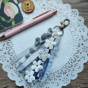 Ribbon Tassel Charm (Shades of Blue and White)