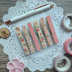 Washi Tape Wooden Clothes Pegs (Shabby Chic Collection)