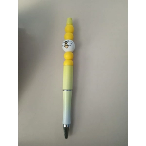 Yellow/White Glittery Beadable Pen