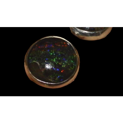 Andamooka rainbow matrix opal stud earrings