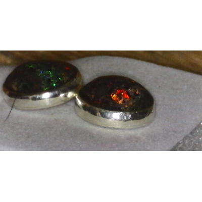 Andamooka rainbow matrix opal stud earrings